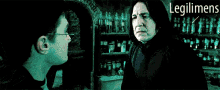 harry potter and severus snape are talking to each other in a dark room in harry potter and the deathly hallows .