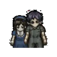 a boy and a girl are standing next to each other in a video game .