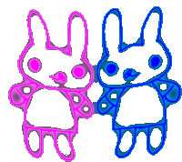 チャとシロ ウサギ Sticker - チャとシロ ウサギ Neon Rabbit Stickers