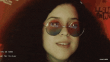 a woman wearing sunglasses says gang 16/50