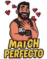 a cartoon of a man with the words match perfecto on the bottom
