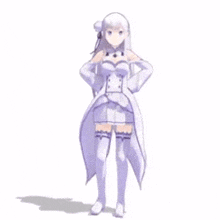 a 3d model of a girl in a purple dress is running .