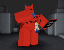a red block with the word pin today on it