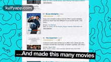 a website called kulfyapp.com shows a list of movies