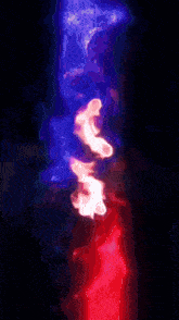 a painting of a person 's face with a purple and red background