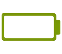 a green battery icon with a white lightning bolt on it .