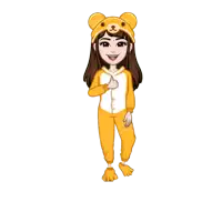 a cartoon girl wearing a teddy bear onesie is giving a thumbs up