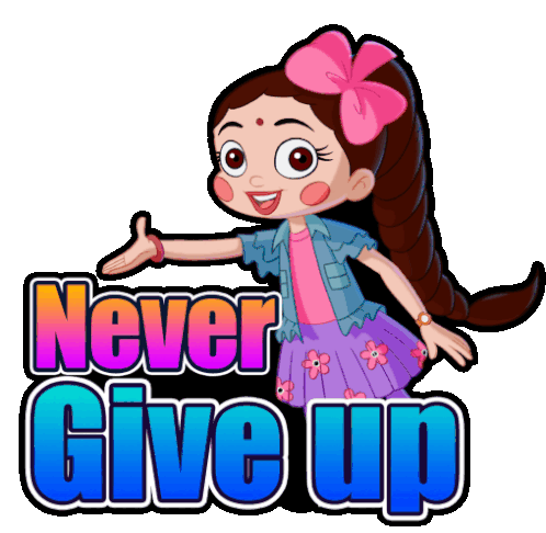 Never Give Up Chutki Sticker - Never Give Up Chutki Chhota Bheem Stickers