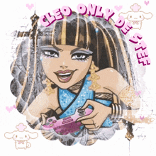 a drawing of cleo from monster high holding a game controller