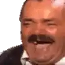 a man with a mustache is making a funny face with his tongue hanging out .