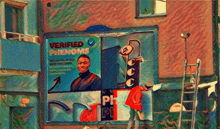 a painting of a man on a billboard that says verified phenoms