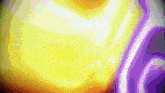 a yellow and purple background with a purple swirl
