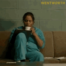 Sipping Coffee Doreen Anderson GIF - Sipping Coffee Doreen Anderson Wentworth GIFs