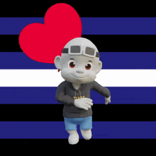 a cartoon character wearing a hoodie that says trust on it