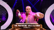a wrestler named kyle fletcher is pointing his finger