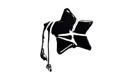 a black and white drawing of a star with a rope around it