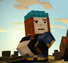 a minecraft character wearing a blue hat and holding a book