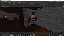 a screenshot of a video game with a soldier in a red uniform