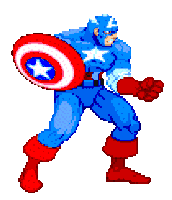 a pixel art of captain america holding his shield
