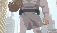 a cartoon drawing of a man in a white suit holding a knife