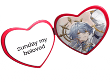 a heart shaped mirror with a picture of a boy and the words sunday my beloved