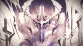 a purple and white drawing of a cross with a circle around it