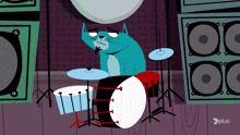 Kitty Is Not A Cat Look At The Drums GIF - Kitty Is Not A Cat Look At The Drums Striking With Drumsticks GIFs