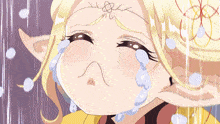 a cartoon character with tears running down her face