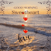a good morning sweetheart greeting card with a picture of the ocean