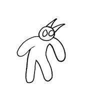 a black and white drawing of a rabbit with horns on its head .