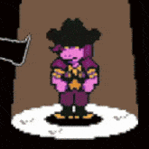 a pixel art drawing of a person wearing a cowboy hat and boots .
