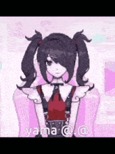a pixel art of a girl with pigtails and a ponytail .