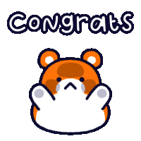 a cartoon of a hamster with the words congrats behind it