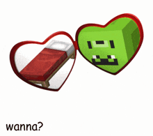 a picture of a bed and a heart with the word wanna on it
