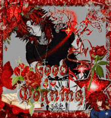 a picture of a man with red hair and the words " good morning "