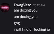 a screenshot of a text message from dwagvase at 12:42 am