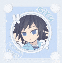 a picture of a boy with the name giyu on the bottom