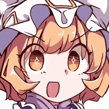 a close up of a cartoon character with a surprised look on her face