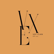a logo for a company called vex clan is shown on an orange background