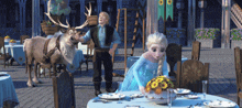 a scene from the movie frozen shows elsa and sven