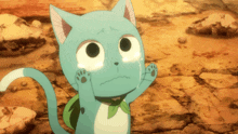 a cartoon cat with a green scarf around his neck is crying