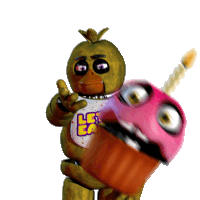 chica from five nights at freddy 's is holding a cupcake