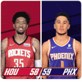 two basketball players from the rockets and phoenix