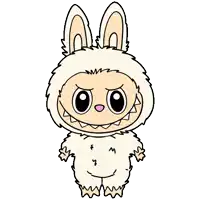 a cartoon drawing of a monster dressed as a bunny rabbit .