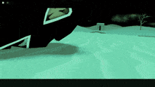 a screenshot of a video game shows a bird flying over a snowy landscape