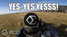a graphic that says yes yes yesss with a person in the background