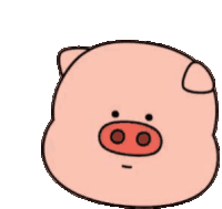 a cartoon pig 's head with a red nose