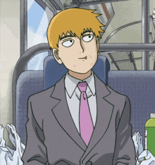 a cartoon of a man in a suit and pink tie