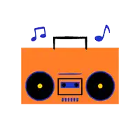 a drawing of a boombox with happy friday written on it