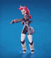 a cartoon character with a red head and white tail